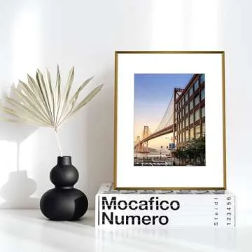 Frametory, 16x20 Aluminum Picture Frame - 16 x 20 Bronze Frame with Removable Mat for 11 x 14 Photo ...