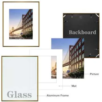 Frametory, 16x20 Aluminum Picture Frame - 16 x 20 Bronze Frame with Removable Mat for 11 x 14 Photo - 20 by 16 Durable Metal Frame with Real Glass - Sawtooth Hanger for Easy Wall Display - 1 Pack