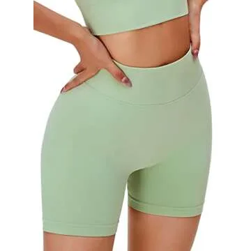 Unthewe Workout Butt Lifting Shorts for Women High Waisted Seamless Gym Yoga Booty Shorts(U429-Booty Green-S)