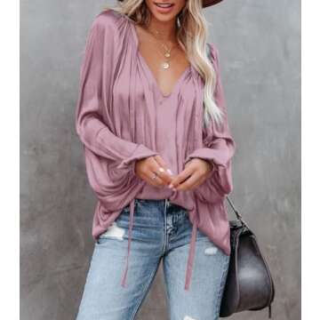 LAMISSCHE Womens Sexy Deep V Neck Blouse - Stylish Comfort