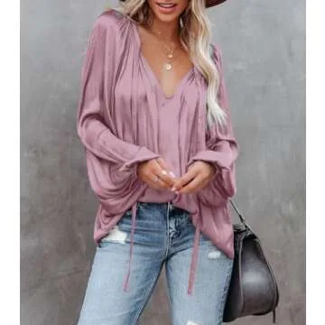 LAMISSCHE Womens Sexy Deep V Neck Blouse - Stylish Comfort