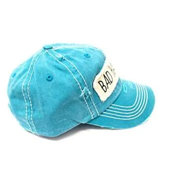 Trendy Women's Bad Hair Day Cap with Distressed Look in Turquoise