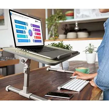Lap Desk for Laptop, 8AMTECH Lap Desk Ajustable Laptop Table with Cooling Fan Office Desk for Laptop, Working, Reading, Writing, Drawing and Eating in Bed Sofa Floor Couch