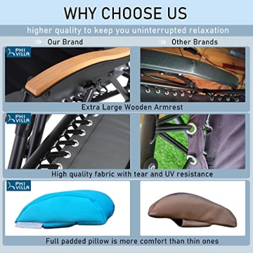 PHI VILLA XXL Oversized Zero Gravity Chair for Comfort