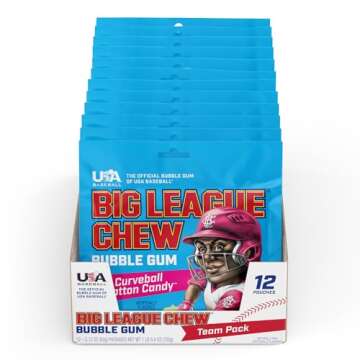 Big League Chew Curveball Cotton Candy Bubble Gum - Tasty Cotton Candy Delight | Ideal for Baseball ...