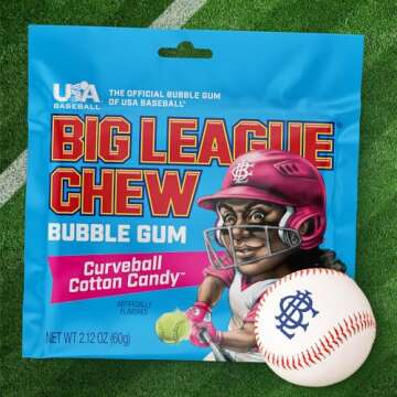 Big League Chew Cotton Candy Bubble Gum - 12 Bags