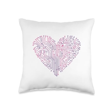 Circuit Board Heart Design Throw Pillow - Tech Lovers' Delight
