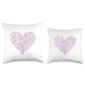 Unique Circuit Board Heart Throw Pillow for Tech Lovers