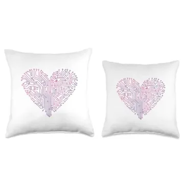 Unique Circuit Board Heart Throw Pillow for Tech Lovers