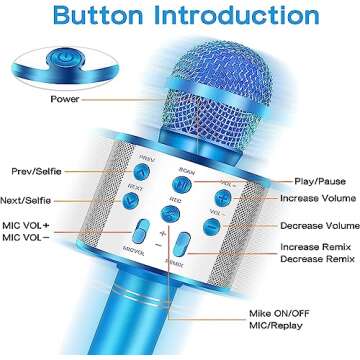 KONNAO Karaoke Microphone for Kids, 5-in-1 Wireless Handheld Kareoke Mic Speaker for Singing, Karaoke Machine for Adult with 2 Independent Package, DIY Stickers