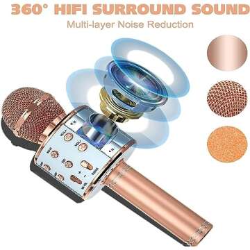 KONNAO Karaoke Microphone for Kids, 5-in-1 Wireless Handheld Kareoke Mic Speaker for Singing, Karaoke Machine for Adult with 2 Independent Package, DIY Stickers