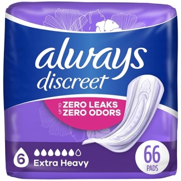 Always Discreet Adult Incontinence & Postpartum Pads for Women, Extra Heavy Overnight Absorbency, Re...