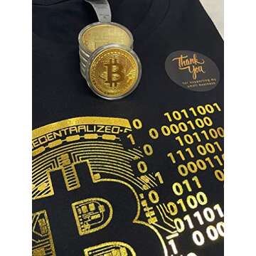 Golden Bitcoin T-Shirt for Crypto Currency Miners and Original Collectors Bitcoin Coin X-Large