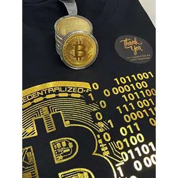 Golden Bitcoin T-Shirt for Crypto Currency Miners and Original Collectors Bitcoin Coin X-Large