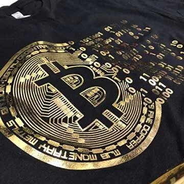 Golden Bitcoin T-Shirt for Crypto Currency Miners and Original Collectors Bitcoin Coin X-Large