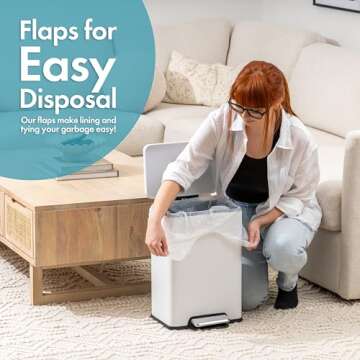 Popbins Trash Bags - Small Garbage Bags, Clear Trash Can Liners for Bathroom Bins, Bedroom, Office & Kitchen Waste, Multi-Purpose Household Wastebasket Cleaning Supplies - 4 Gallon, Pack of 1