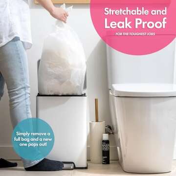 Popbins Trash Bags - Small Garbage Bags, Clear Trash Can Liners for Bathroom Bins, Bedroom, Office & Kitchen Waste, Multi-Purpose Household Wastebasket Cleaning Supplies - 4 Gallon, Pack of 1