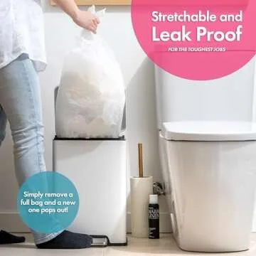 Popbins Trash Bags - Small Garbage Bags, Clear Trash Can Liners for Bathroom Bins, Bedroom, Office & Kitchen Waste, Multi-Purpose Household Wastebasket Cleaning Supplies - 4 Gallon, Pack of 1