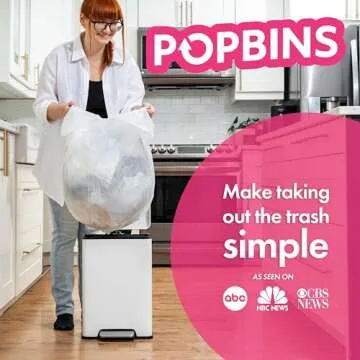 Popbins Trash Bags - Small Garbage Bags, Clear Trash Can Liners for Bathroom Bins, Bedroom, Office & Kitchen Waste, Multi-Purpose Household Wastebasket Cleaning Supplies - 4 Gallon, Pack of 1
