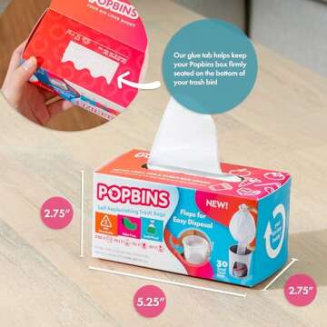 Popbins Trash Bags - Small Garbage Bags, Clear Trash Can Liners for Bathroom Bins, Bedroom, Office & Kitchen Waste, Multi-Purpose Household Wastebasket Cleaning Supplies - 4 Gallon, Pack of 1