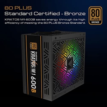 GAMDIAS 600W Bronze PSU with RGB Lighting for Gaming
