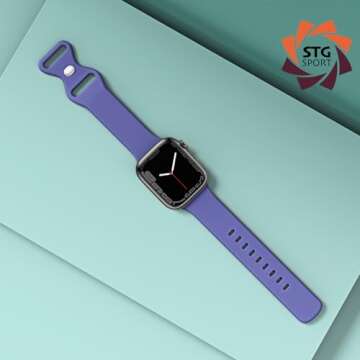 STG Sport Silicone Band for Apple Watch - Durable, Comfortable, & Stylish - Fits 38mm to 49mm