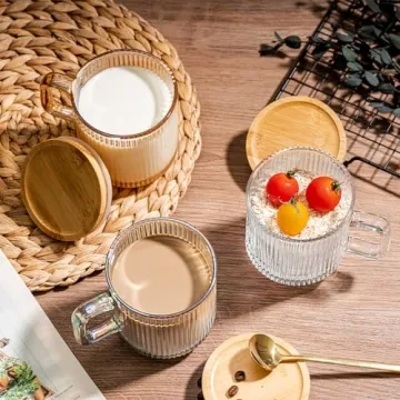 Stylish Combler Glass Coffee Mugs Set | Eco-Friendly Design 11oz