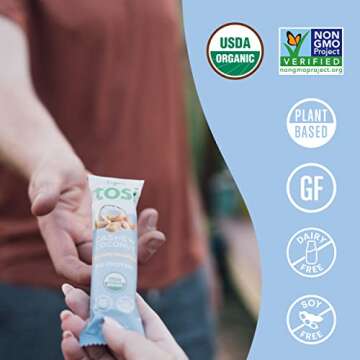 Tosi Cashew Coconut Protein Bars - Crunchy Vegan Snack