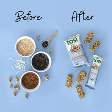 Tosi Cashew Coconut Protein Bars - Crunchy Vegan Snack