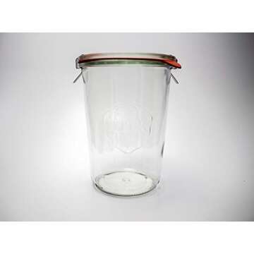 Weck Canning Jars 743 - Weck Mold Jar made of Transparent Glass - Eco-Friendly - Food Storage Container with Lid Airtight - 3/4 Liter Tall 1 Jar with Lid and Rubber Gasket