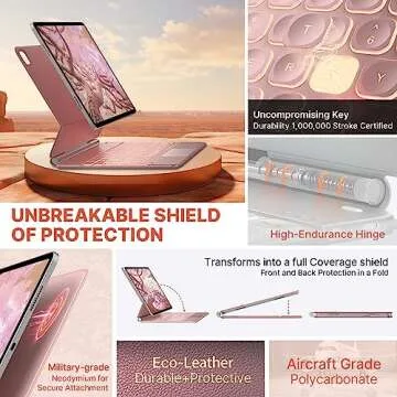 typecase Keyboard Case for 2024 iPad Air 13 and iPad Pro 12.9 (6th, 5th, 4th, 3rd Gen),Magic Keyboard for iPad Pro 12.9, Easy-Set Magnetic Stand, Multi-Touch Trackpad, 11 Colors Backlight,Rose Gold