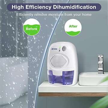 SEAVON Electric Dehumidifiers for Home, 2200 Cubic Feet (205 sq ft) Portable and Compact 16 oz Capacity Quiet Dehumidifiers for Basements, Bedroom, Bathroom, RV, Laundry Room, Closet, Auto Shut Off