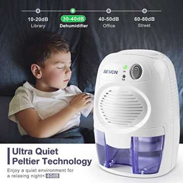 SEAVON Electric Dehumidifiers for Home, 2200 Cubic Feet (205 sq ft) Portable and Compact 16 oz Capacity Quiet Dehumidifiers for Basements, Bedroom, Bathroom, RV, Laundry Room, Closet, Auto Shut Off