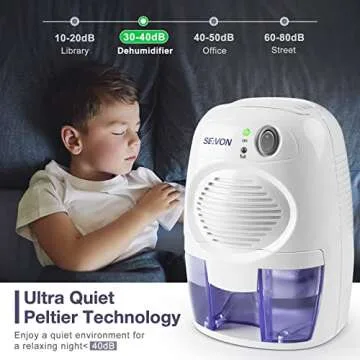 SEAVON Electric Dehumidifiers for Home, 2200 Cubic Feet (205 sq ft) Portable and Compact 16 oz Capacity Quiet Dehumidifiers for Basements, Bedroom, Bathroom, RV, Laundry Room, Closet, Auto Shut Off