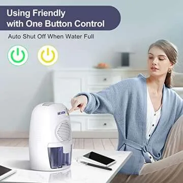 SEAVON Electric Dehumidifiers for Home, 2200 Cubic Feet (205 sq ft) Portable and Compact 16 oz Capacity Quiet Dehumidifiers for Basements, Bedroom, Bathroom, RV, Laundry Room, Closet, Auto Shut Off
