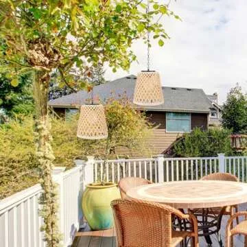 Livinlarge 2-Pack Bamboo Woven Outdoor Chandelier Small Hanging Rattan Solar Pendant Lights Modern R...