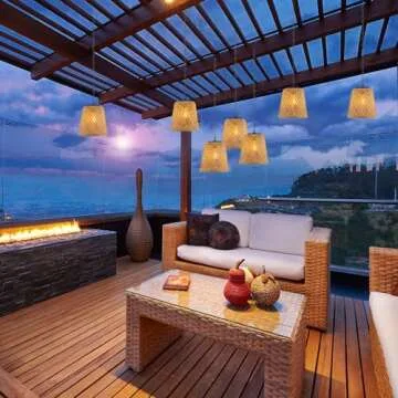 Livinlarge 2-Pack Bamboo Woven Outdoor Chandelier Small Hanging Rattan Solar Pendant Lights Modern Retro Boho Pendant for Gazebo Yard Porch Patio Garden Backyard Decor