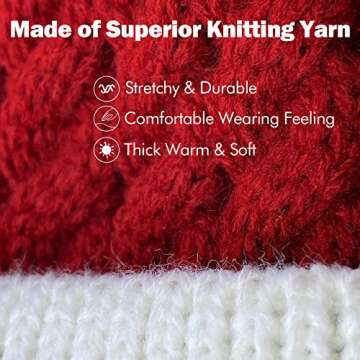 Christmas Santa Knitted Hat for Baby, Xmas Knit Hat for Children, 0 to 3 Years Old Red