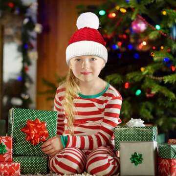 Christmas Santa Knitted Hat for Baby, Xmas Knit Hat for Children, 0 to 3 Years Old Red