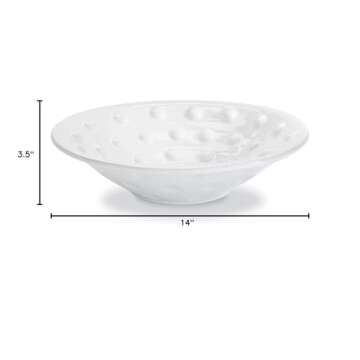 Mud Pie Raised Dot Centerpiece Bowl - Elegant White Terracotta