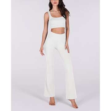 ODODOS Women's Boot-Cut Yoga Pants Tummy Control Workout Non See-Through Bootleg Yoga Pant-31 Inseam, White, Small