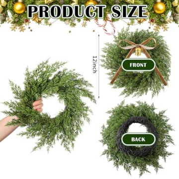 Dingion Faux Cedar Wreath with Rustic Cow Bell & Ribbon