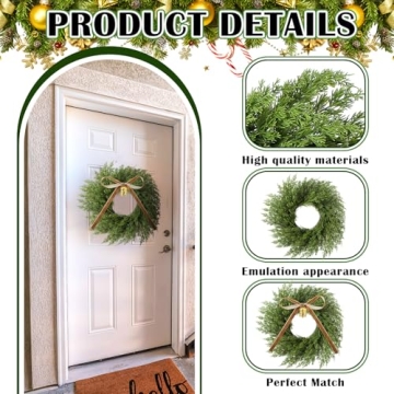 Dingion Faux Cedar Wreath with Rustic Cow Bell & Ribbon