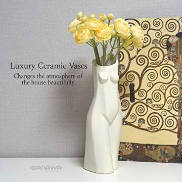 DANAWA Premium Female Form Body Flower Vase 5Variations, Ceramic Vases for Modern Boho Home Decor, Plant Pot, Planter Flower Decor, Modern Vase Decor, Ceramic Office Decorations (Cream White)
