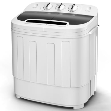SUPER DEAL Compact Mini Twin Tub Washing Machine 13lbs Capacity Portable Washer Wash and Spin Cycle ...
