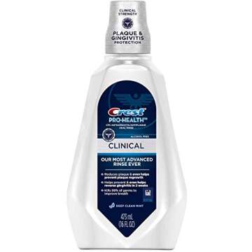 Crest Pro-Health Clinical Mouthwash with CPC, Alcohol Free, Gingivitis Treatment, Deep Clean Mint, 4...