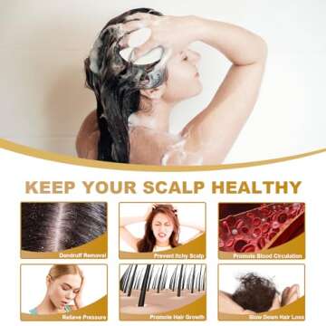 Meartchy Silicone Scalp Massager Shampoo Brush, Scalp Brush for Hair Growth & Dandruff Removal, Hair Scrubber Scalp Stimulator Exfoliator Brush with Soft Bristles for Wet Dry Scalp Care (White)