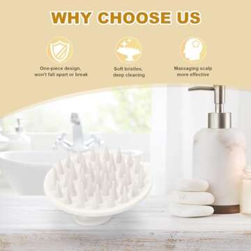 Meartchy Silicone Scalp Massager Shampoo Brush, Scalp Brush for Hair Growth & Dandruff Removal, Hair Scrubber Scalp Stimulator Exfoliator Brush with Soft Bristles for Wet Dry Scalp Care (White)