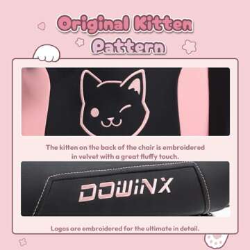 Dowinx Cute Gaming Chair with Cat Ears & Massage Support