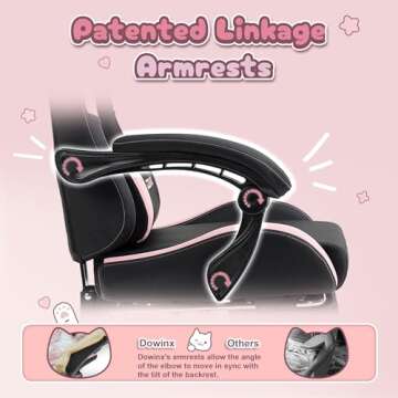 Dowinx Cute Gaming Chair with Cat Ears & Massage Support